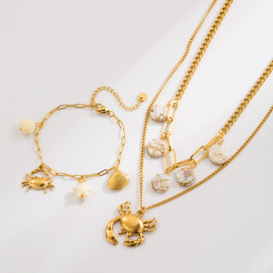 Fashion <strong>Jewelry</strong> Set Beach <strong>Crab</strong> Shell Necklace Bracelet Earrings Fashion Necklace Bracelet Set Wholesale - Product Image 2