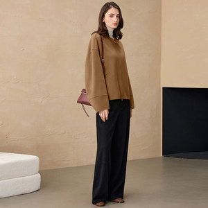 Poncho en Cachemire Pur Taille Petite, Double Face en Laine, Ample et Élégant, Fermeture Éclair, Collection Automne Hiver 2025 pour Femme - Product Image 3