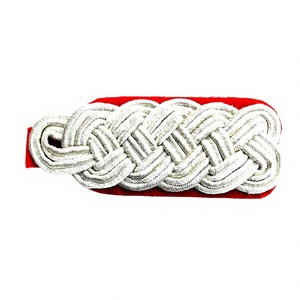 Custom Silver Red Epaulette Shoulder Board Cloth Comfortable Bullion Wire Sale Pakistan for Personal Defense Equipment - Product Image 1