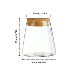 وعاء زجاجي صغير على شكل جبل للزراعة المائية مع غطاء خشبي وصينية للديكور الداخلي - Product Image 6