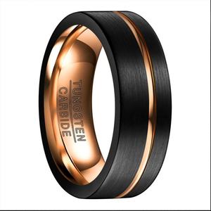 Trendy High Quality Custom Waterproof Jewelry Twist Low Moq <b>Men's</b> Wholesale Black and Gold <b>Tungsten</b> Carbide <b>Rings</b> for <b>Men</b> - Product Image 1