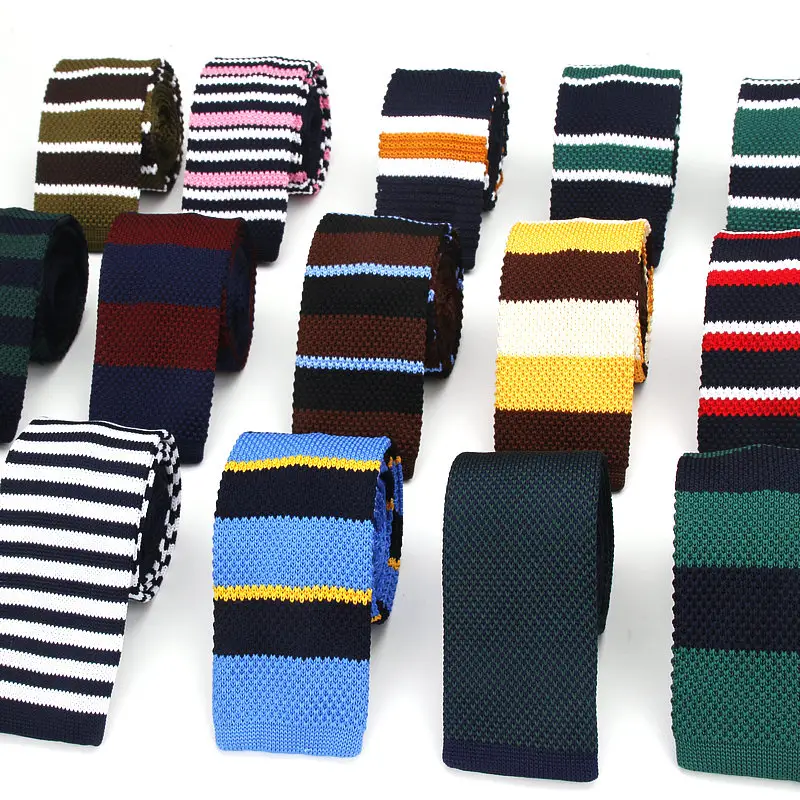 Hersteller Lieferant Private Label Marke Tuxedo Striped Skinny Cravats Krawatten Zubehör Strick krawatten Männer