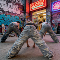 YSJY Fabricant OEM Pantalons en jean vintage personnalisés délavés Hommes Pantalon empilé Streetwear Y2K Jeans baggy déchirés Hommes