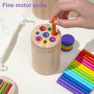 Jouet <span class=keywords><strong>Montessori</strong></span> en bois couleur cognition tri jeu d'association tout-petits apprentissage éducatif préscolaire bâtons de bois colorés trieur - Product Image 5