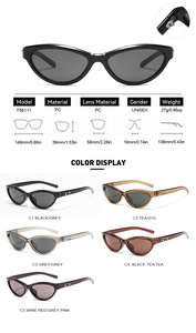 <span class=keywords><strong>Lunettes</strong></span> de soleil œil de chat vintage Y2K pour femmes et hommes, vente en gros, logo personnalisé, fabricant OEM ODM, <span class=keywords><strong>lunettes</strong></span> de soleil ovales rétro populaires - Product Image 4