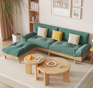 Sofá Seccional Moderno Nórdico de Madera Maciza en Forma de L, Tapizado en Tela, con Chaise Longue para Sala de Estar - Product Image 2