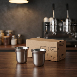 Set di Tazze da Caffè Espresso in Acciaio Inox Duo 80ml Senza Marca Modello 100804-2 Certificato RCS Accessori per Tè - Product Image 2