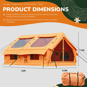 Grande tente de <span class=keywords><strong>camping</strong></span> gonflable en tissu Oxford, quatre saisons, imperméable, une chambre, installation rapide, surface de 12 m² - Product Image 4