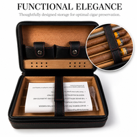 Étui à cigares en cuir tissé de qualité supérieure pour 4 cigares, boîte humidor portable en bois de cèdre, kit de voyage professionnel pour l'élite des affaires