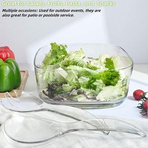 Grand bols de service et de mélange pour salade en acrylique transparent Kitchen Party avec fourchettes et cuillères - Product Image 2