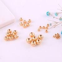 Perline Distanziatrici Rotonde Lisce in Lega di Rame da 4/6/8/10mm, Placcate Oro 14K, Multicolore, in Metallo, Sciolte, per Creazione Gioielli Fai da Te e Braccialetti