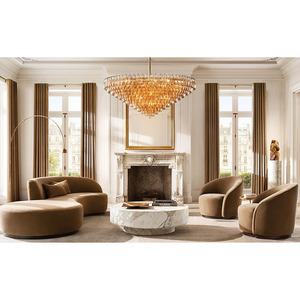 Treo trần đồng thau Khói Thủy tinh đèn chùm sang trọng trang trí chiếu sáng phòng khách nhà Trần Đèn hiện đại foyer đèn chùm - Product Image 6