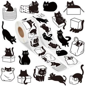 Black &amp; White Cat Waterproof Vinyl Stickers, Cute Cartoon Decals for Scrapbooks, Water Bottles, Party Favors, <strong>Windows</strong> &amp; Luggage - Product Image 2