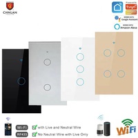 Interruptor de Luz Inteligente Táctil de Pared con WiFi, Compatible con la Aplicación Tuya Smart Life, RF 433 MHz, Bluetooth, de 1/2/3/4 Botones, para Fabricantes