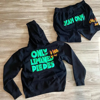 Ensemble de survêtement sportif personnalisé avec logo, 100% coton, short de jogging, imprimé en relief, sweat-shirt et short respirants pour hommes