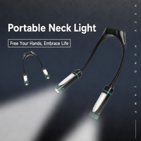 Lampe de travail mains libres à suspendre au cou, rechargeable USB-C, avec lumière flexible et flash rouge pour réparation automobile, camping et course nocturne
