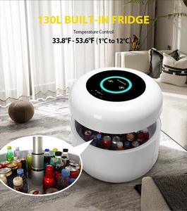 Table basse <span class=keywords><strong>ronde</strong></span> intelligente de nouveau style avec chargement sans fil par haut-parleur Bluetooth et mini-réfrigérateur intégré - Product Image 4