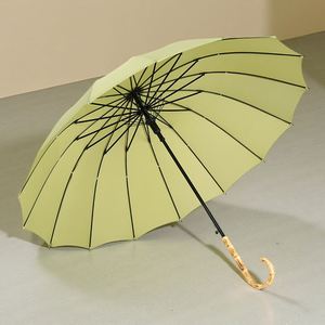<b>Large</b> Wooden J Handle Rain-Resistant Pongee Long <b>Umbrella</b> for Two Classic Straight Design Quick Delivery for Travel - Product Image 3