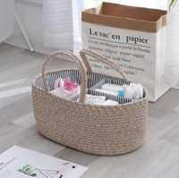 Panier à couches tissé avec couvercle à poignée Panier à couches avec séparateurs pour bébé