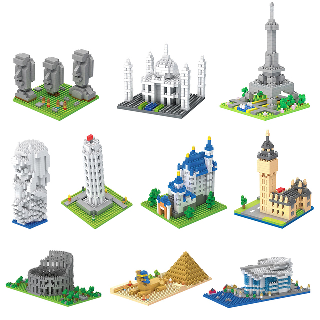 Factory Wholesale Plastic Micro Brick Eiffel Tower Educational Building Block Set Full Color Printing Cardboard Box Table Game