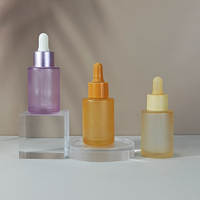 Emballage cosmétique de luxe en verre 20ml 30ml 60ml, flacon de sérum à épaule plate, cylindre, compte-gouttes orange, crème visage, sérigraphié