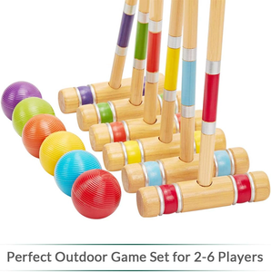 Ensemble <span class=keywords><strong>de</strong></span> <span class=keywords><strong>croquet</strong></span> pour six joueurs avec maillettes en bois et caoutchouc <span class=keywords><strong>de</strong></span> haute qualité, balles colorées <span class=keywords><strong>de</strong></span> 28 pouces, buts, <span class=keywords><strong>jeu</strong></span> <span class=keywords><strong>de</strong></span> pelouse et <span class=keywords><strong>de</strong></span> jardin pour adultes et adolescents - Product Image 4