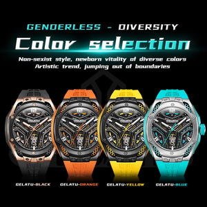 นาฬิกาข้อมือ GELATU 6007 ดีไซน์ OEM โลโก้สปอร์ต หรูหรา สายสแตนเลส สไตล์โครงกระดูก นาฬิกาอัตโนมัติ สำหรับผู้ชาย - Product Image 6