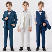 Ensemble gilet et costume décontracté pour bébés garçons, style gentleman, pour cérémonie, piano, hôte, en tissu à motifs de dessins animés