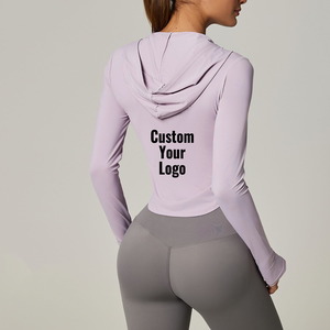 Summer Women's Slim Fit <strong>Ice</strong> Silk Breathable UPF50+ Rash <strong>Guard</strong> Anti UV Zip-up Nylon Spandex Fabric Jacket with Hood Armhole - Product Image 4