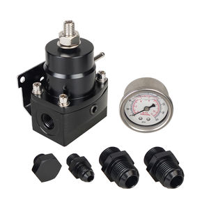 AN8/10フィードフィッティングとAN6リターンラインフィッティングとAN8/10エンドキャップを備えたホワイトオイルゲージを備えた調整可能な燃料圧力レギュレーター - Product Image 1