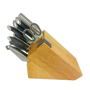 经典环保木竹可定制刀架刀块，自锐和剪刀位置储物
