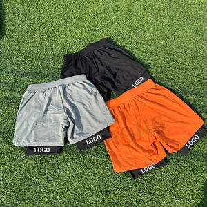 Custom Men's Contrast Color 2 In 1 <b>Shorts</b> Quick Dry Side <b>Zipper</b> Double Layer Sports <b>Shorts</b> - Product Image 4