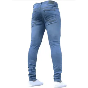 Calça jeans masculina personalizada para homens, calça jeans preta branca com rasgos e danos magros, estiramento cônico desgastado
