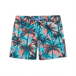 Men's Anti-static Solid <b>Boxer</b> Shorts Quick Dry Knitted <b>Polyester</b>/Cotton Mid-Rise Swimwear - Product Image 1