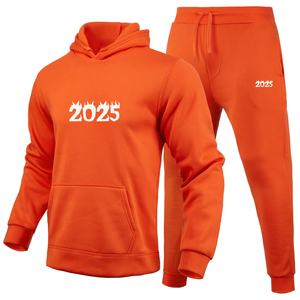 Sıcak satış özelleştirilmiş erkek eşofman uzun kollu Hoodie koşu pantolon 2 parça spor koşu takım elbise spor rahat eşofman - Product Image 5