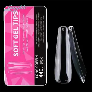 Nail Coffin Tips Fangkle Wholesale 500 Tips Coffin Artificial False Nails French Style Extra Long C Curve Nail Tips