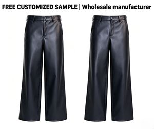 <span class=keywords><strong>Pantaloni</strong></span> Larghi in <span class=keywords><strong>Ecopelle</strong></span> Personalizzati Stile Y2K per Uomo, Neri, Streetwear, Larghi con Stampa di Lettere, Casual - Product Image 1