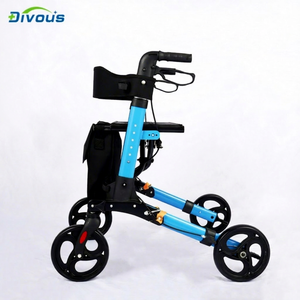 DIVOUS D9243 Hot Sale 4 Rubber Pneumatic Wheels <b>Rollator</b> <b>Walker</b> with Seat for Elderly 120kg Capacity Outdoor Use - Product Image 1