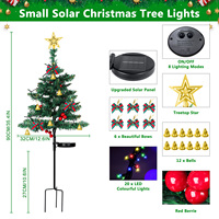 Ourwarm 2 Sets Solarbetriebene Umweltfreundliche Filzstoff-Weihnachtsbäume für den Außenbereich Mehrfarbige C6-Lichterketten-Dekoration