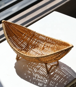 Corbeille à fruits secs en plastique tressé écologique faite à la main, en forme de bateau, panier à collations, panier à <span class=keywords><strong>fleurs</strong></span> pour salon - Product Image 2