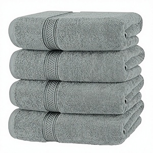 Solid Color Cotton Eco-Friendly Hypoallergenic <b>Bath</b> <b>Towel</b> <b>Set</b> Square Woven Home Use Adult Gray - Product Image 1