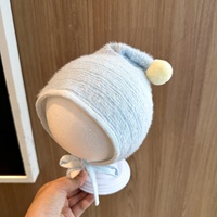 Bonnet Bébé Simple Couleur Unie avec Cache-Oreilles, Bonnet Polyvalent Coupe-Vent Automne Hiver pour Nouveau-né, Casquette Douce pour Bébé pour l'Extérieur