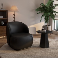 Luxuriöser PU-Leder Empfangs-Einzelsessel für Wohnmöbel Umweltfreundlich Wasserdicht Schwarzes Retro-Design Schönheitssalon
