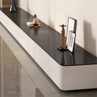 Ensemble meuble TV et table basse moderne et minimaliste noir et blanc brillant avec rangement pour salon