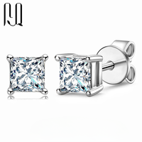 PYQ Moissanite anting persegi perak Hawaii, anting bunga perak Moissanite 925 Sterling untuk wanita