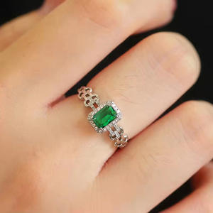 Esmeralda natural suelta, corte rectangular, color verde, para la fabricación de anillos T0505 - Product Image 3