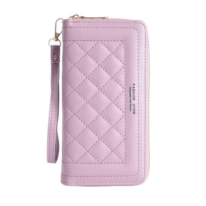 Cartera larga con doble cremallera para mujer, diseño bordado, multifuncional, para móvil, novedad 2026 - Product Image 1