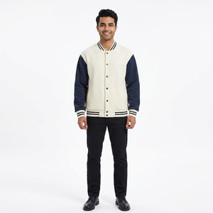 Fully Customized Spring <b>Men's</b> Varsity <b>Jacket</b> with Canvas Fabric Stand Collar Front Logo-Lightweight Windproof Breathable Design - Product Image 1