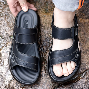 รองเท้าแตะหนังผู้ชายสีน้ำตาลพื้นหนาแบบติดเวลโครรองเท้าชายหาดลำลองแบบสวมแบบแบนยี่ห้อสปอร์ต้า - Product Image 2