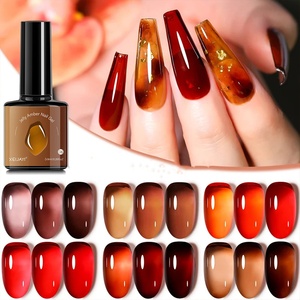 ชุดทำเล็บเจล 8 มล. 6 สี โทนน้ำตาล คริสตัล นู้ด แดงเข้ม สำหรับฤดูหนาว แบบลอกออกได้ด้วยน้ำยาล้างเล็บเจล ยูวี สำหรับร้านทำเล็บและตกแต่งเล็บ - Product Image 2